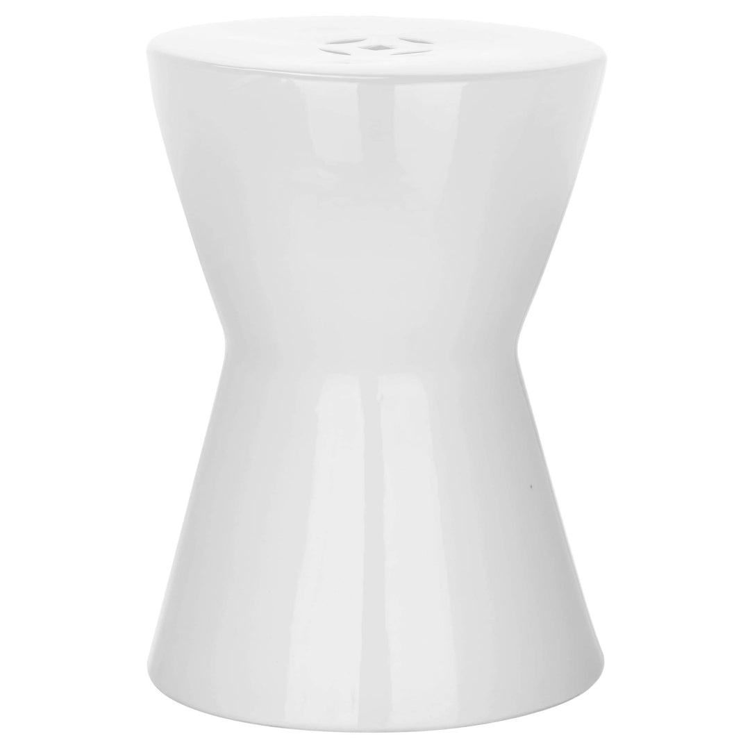 White Ceramic Decorative Garden Stool Modern Contemporary Transitional Glossy