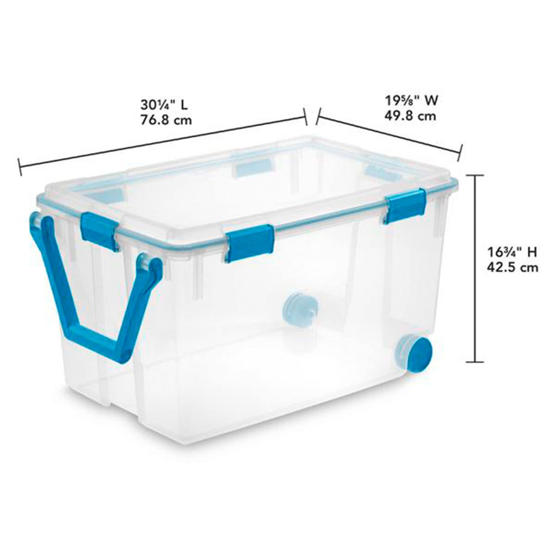 Sterilite 120 Qt Wheeled Gasket Box Stackable Storage Bin with Latching Lid