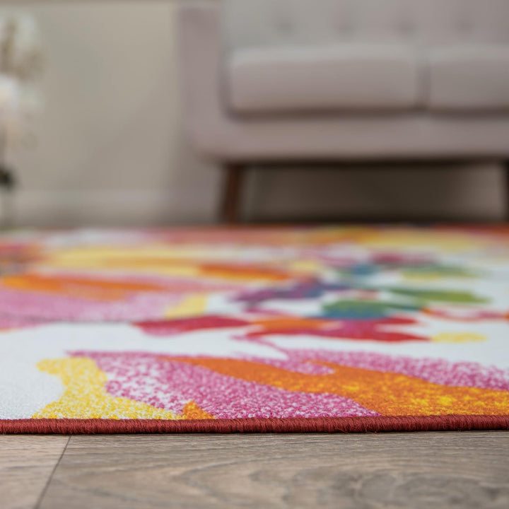 Rugshop Modern Bright Flowers Non-Slip (Non-Skid) Area Rug