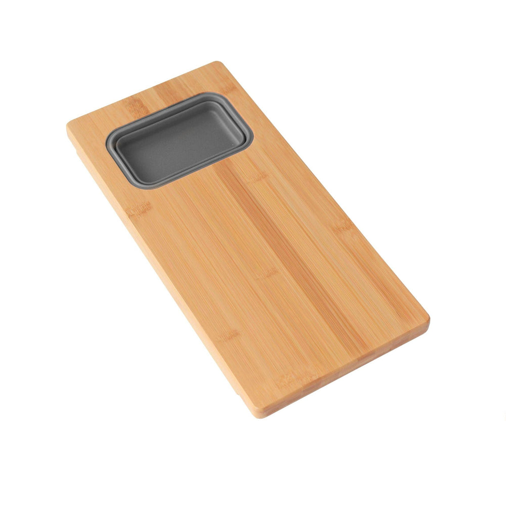 18 Inch Over The Sink Bamboo Cutting Board with 1 Collapsible Container Brown - Diamond Home USA