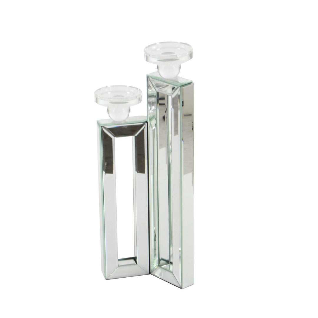 Modern Reflections Mirrored 3-Candle Holder 21-inches High X 7-inches Wide Clear