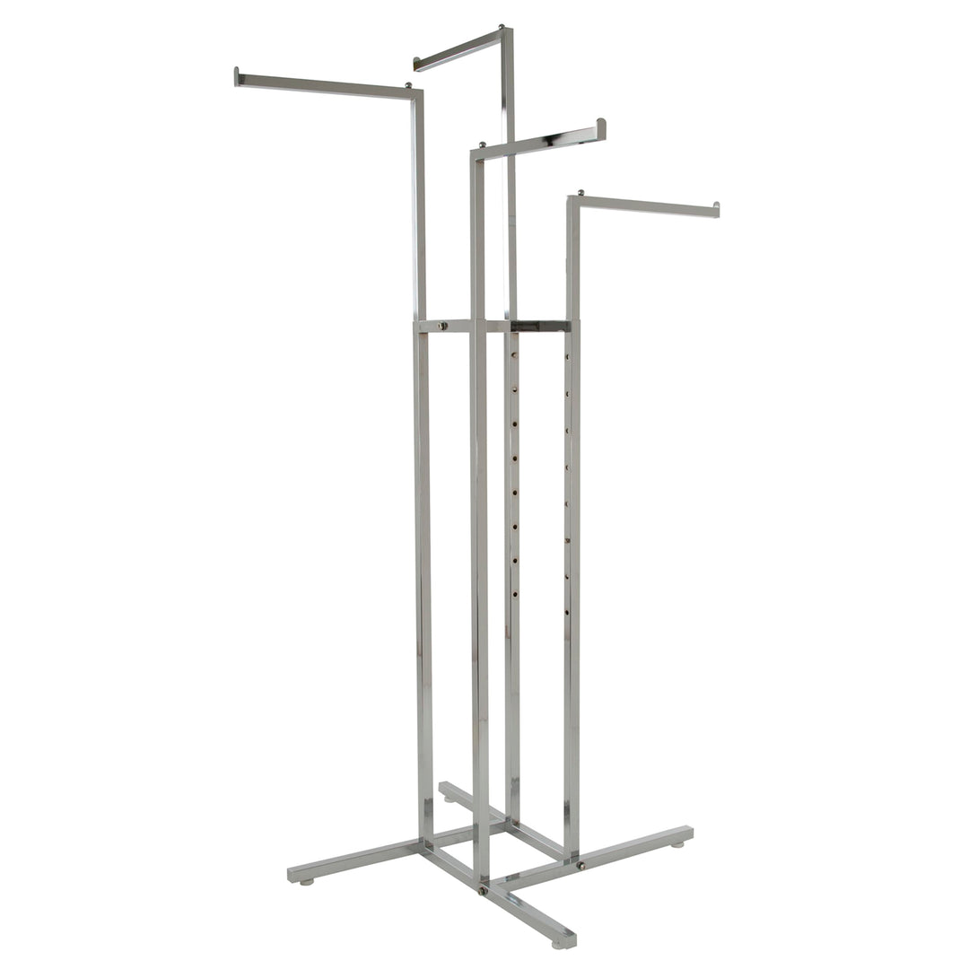 Econoco K10 Heavy Duty 4 Way Clothing Rack Adjustable Height Arms Square