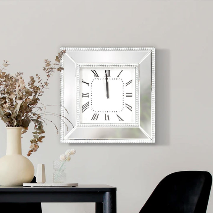 Howard Elliott 99172 Mirrored Wall Clock with Beaded Glass Trim