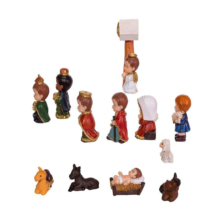 1.6-4.5" Children's Nativity 13-Piece Set Multi Color Resin - Diamond Home USA