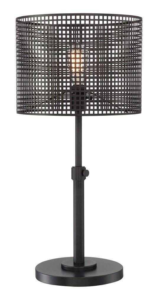 Lite Source Table LAMP Black/MESH Metal Shade E27 Vintage Bulb 60W LS-23017