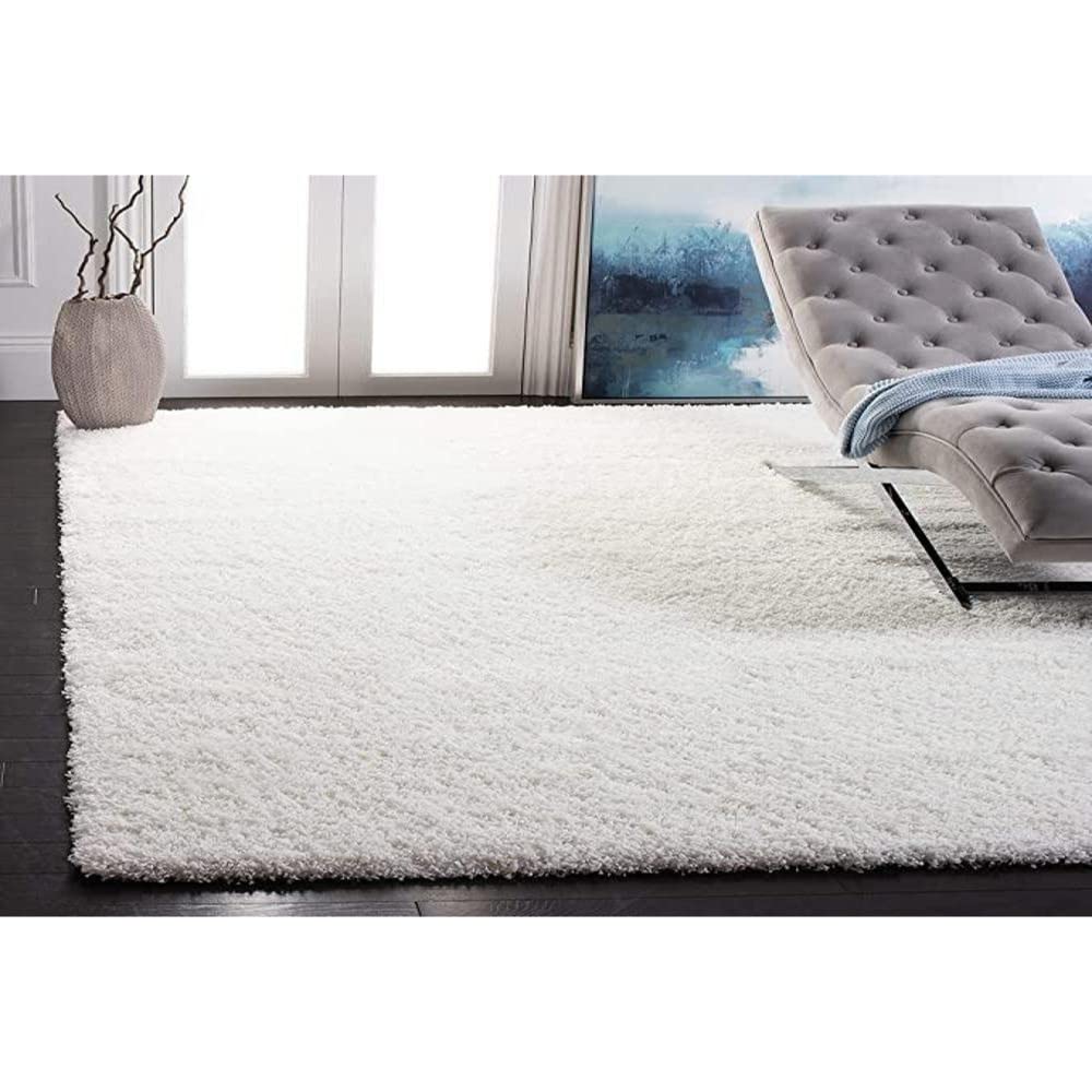 SAFAVIEH California Premium Shag Collection 4' Square White SG151 Non-Shedding