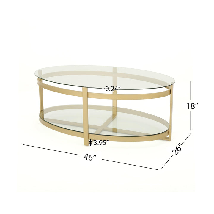 Christopher Knight Home Bell Tempered Glass Coffee Table|Round|Modern|Brass