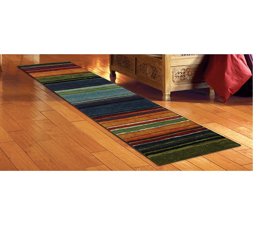 1 Piece Native Rainbow Striped Runner Rug Multi Colored Hallway Entrance Way - Diamond Home USA