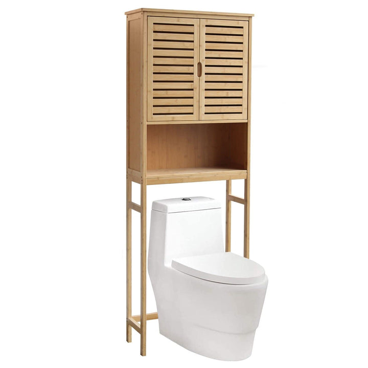 Bamboo Over-The-Toilet Storage Cabinet Bathroom Organizer with Shelf and - Diamond Home USA