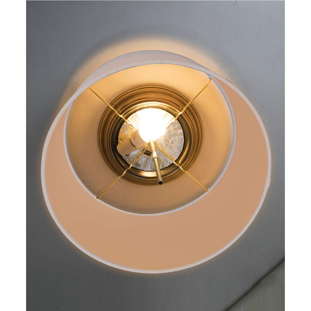 16 Flush Mount Converter Kit White Linen Drum Lampshade 16x16x9" Modern - Diamond Home USA