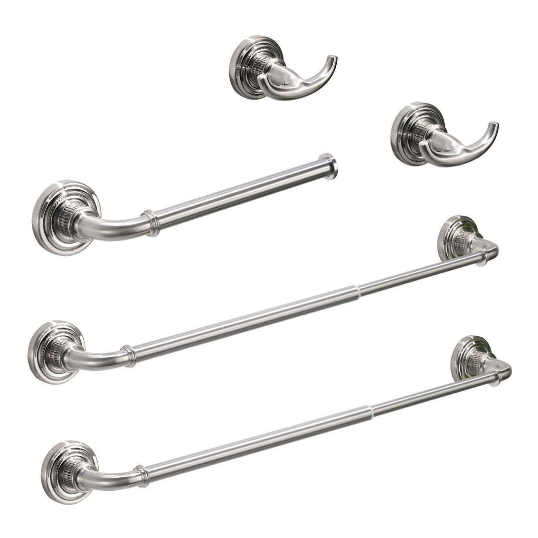 5-Piece Brushed Nickel Bathroom Hardware Set in Stainless Steel Grey Metal