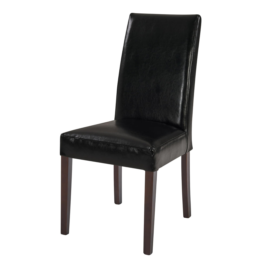 New Pacific Direct Hartford Bicast Leather Set of 2 Dining Chairs Black