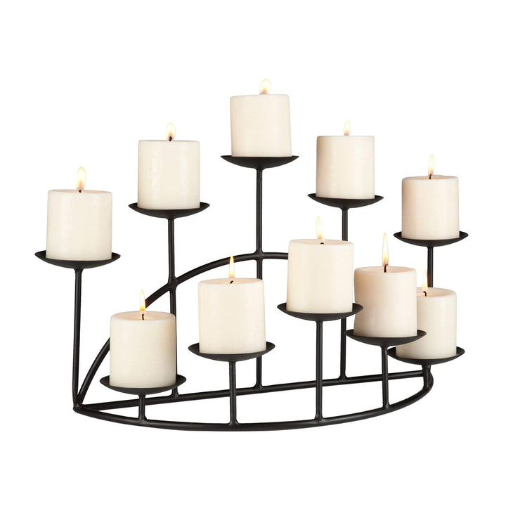 1 Piece Black 10 Candle Platform Holders Candleholder Candelabras Pillar - Diamond Home USA