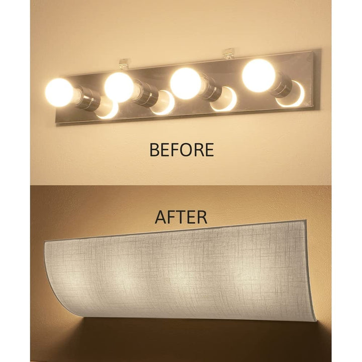 Vanity Light Cover Refresh Kit 26" w White Textured Fabric Shade DIY Upgrades