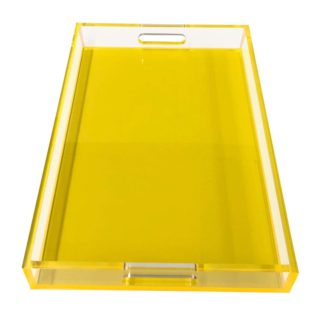 R 16 Home NEON Yellow SQ Lucite Tray 15.75" x11 x2 (LT01-YLLW)