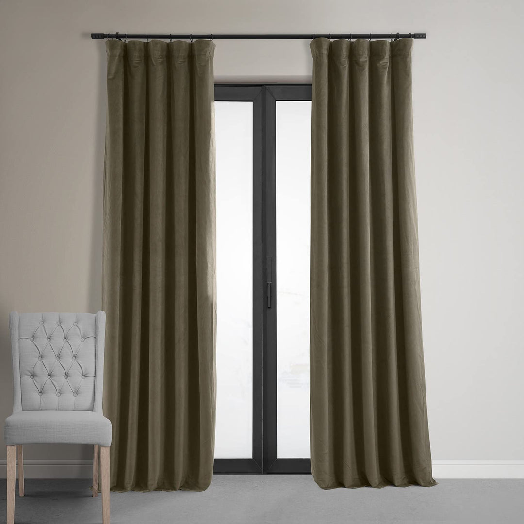 HPD Half Price Drapes Signature Velvet Thermal Blackout Curtains for Living Room 50 X 84 - Denver Taupe