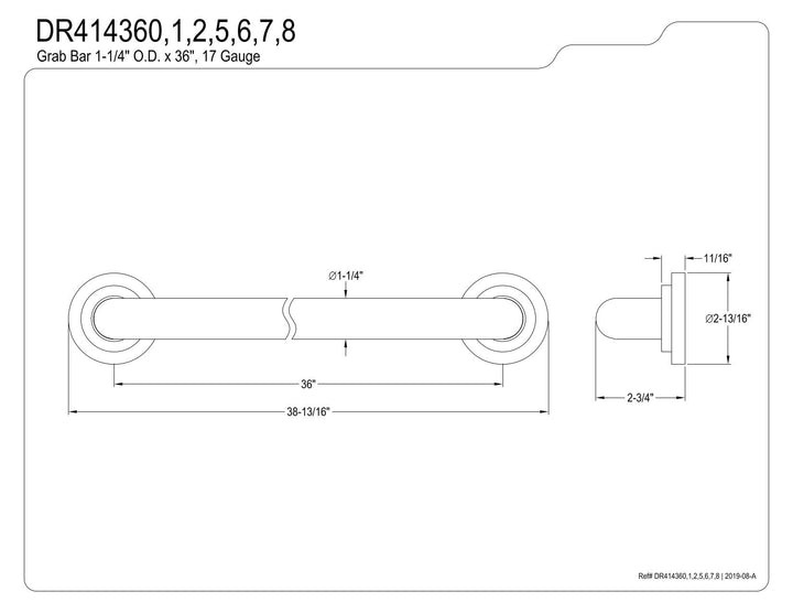 Kingston Brass DR414366 Manhattan 36-Inch X 1-1/4-Inch OD Grab Bar Polished