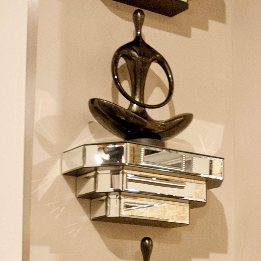 Floating Mirrored Wall Shelf - Silver Glam Glass Finish Includes Hardware