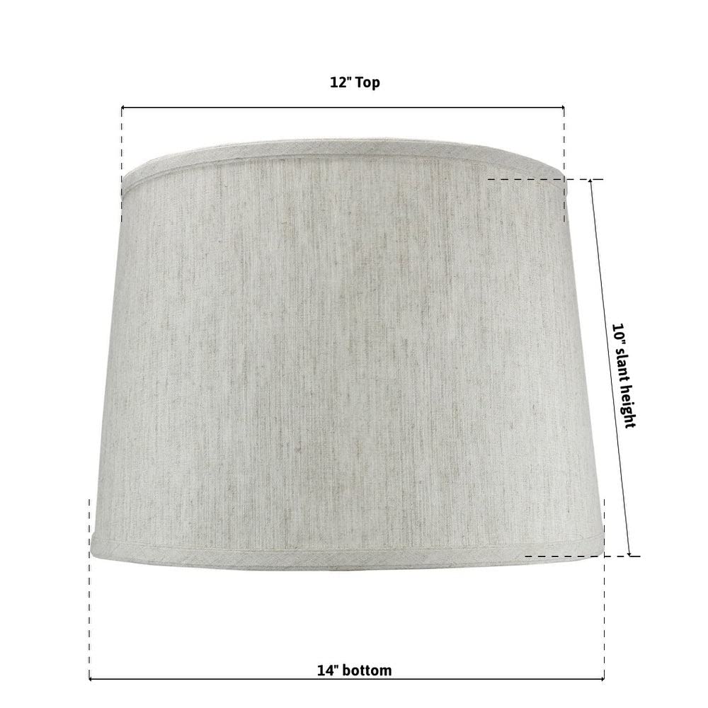 12x14x10" Slip Uno Fitter Textured Oatmeal Drum Shade Off/White Modern - Diamond Home USA