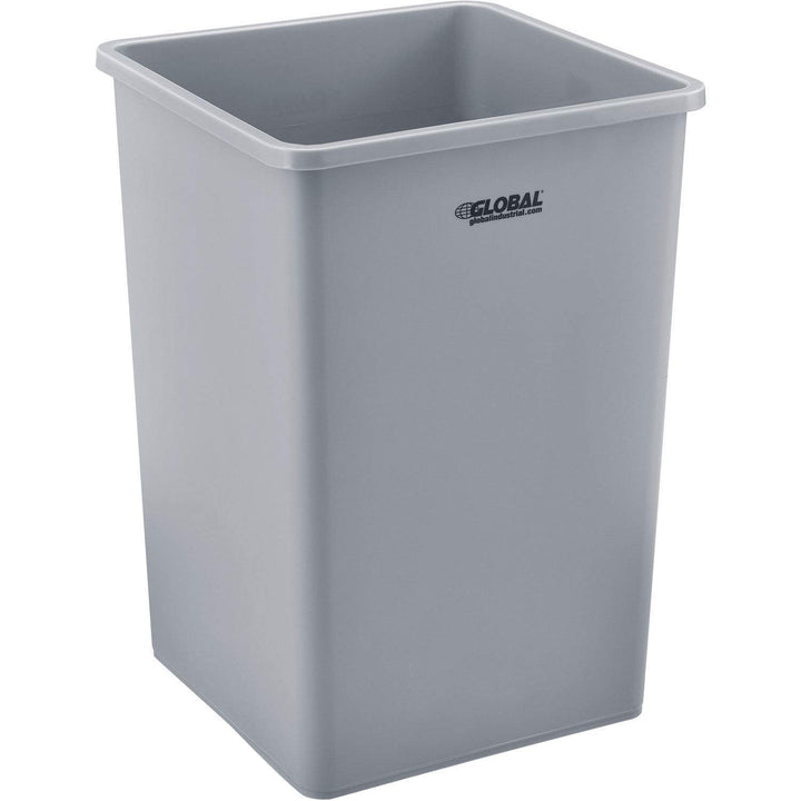 Global Industrial Square Plastic Garbage Can Gray 35 Gallon