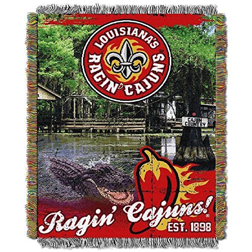 1 Piece 48 x 60 NCAA Ragin' Cajuns Throw Blanket Black Red College Theme Bedding - Diamond Home USA