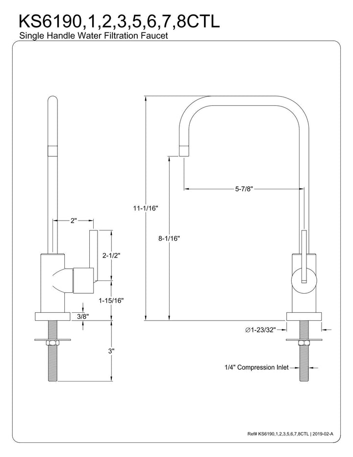 Kingston Brass KS6190CTL Continental Single-Handle Water Filtration Faucet Matte