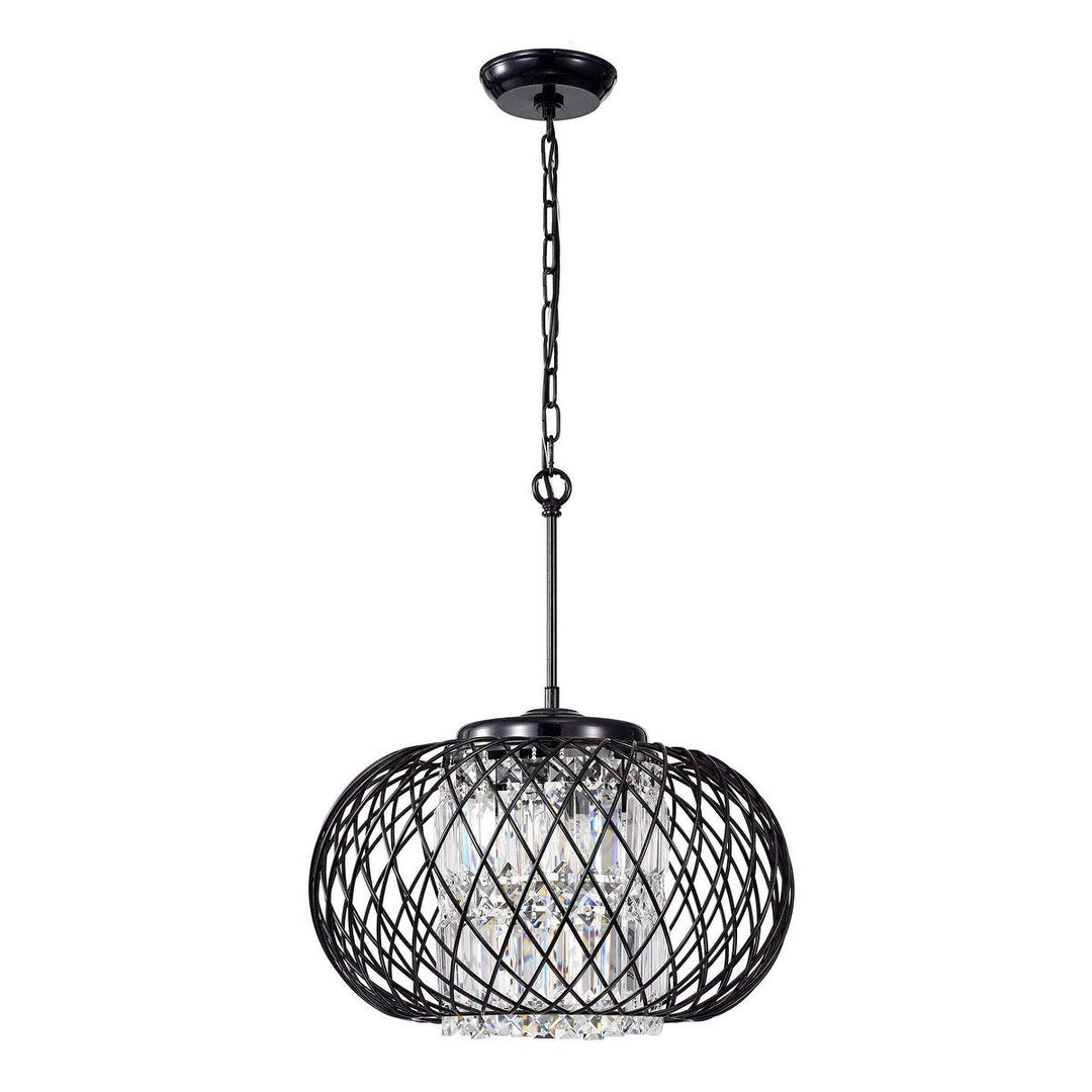 Antique Black 3-light Round Drum Chandelier with Crystal Modern Contemporary - Diamond Home USA