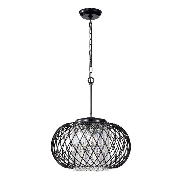 Antique Black 3-light Round Drum Chandelier with Crystal Modern Contemporary - Diamond Home USA