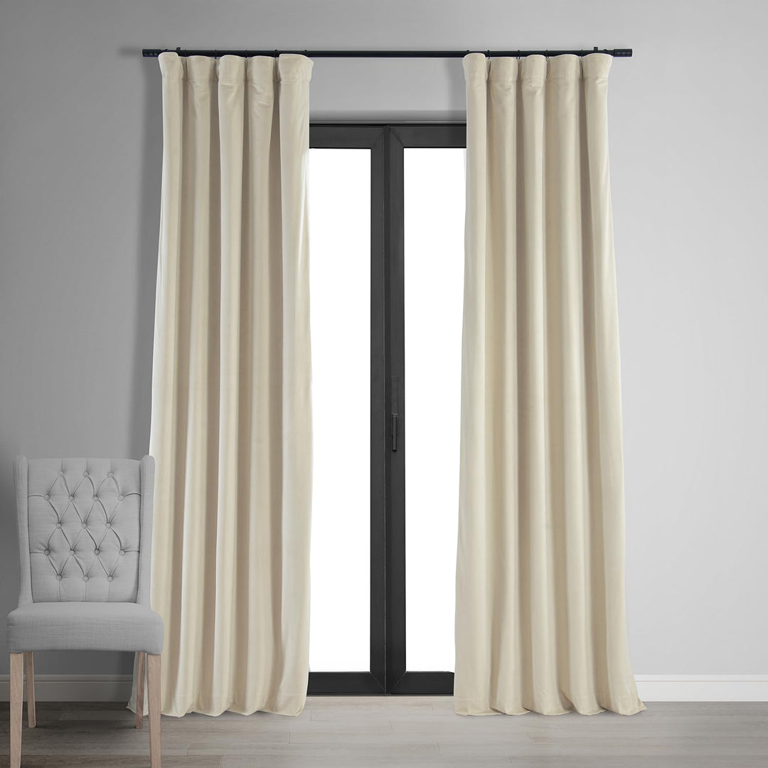 HPD Half Price Drapes Signature Velvet Thermal Blackout Curtains for Living Room 50 X 96 - Neutral Ground