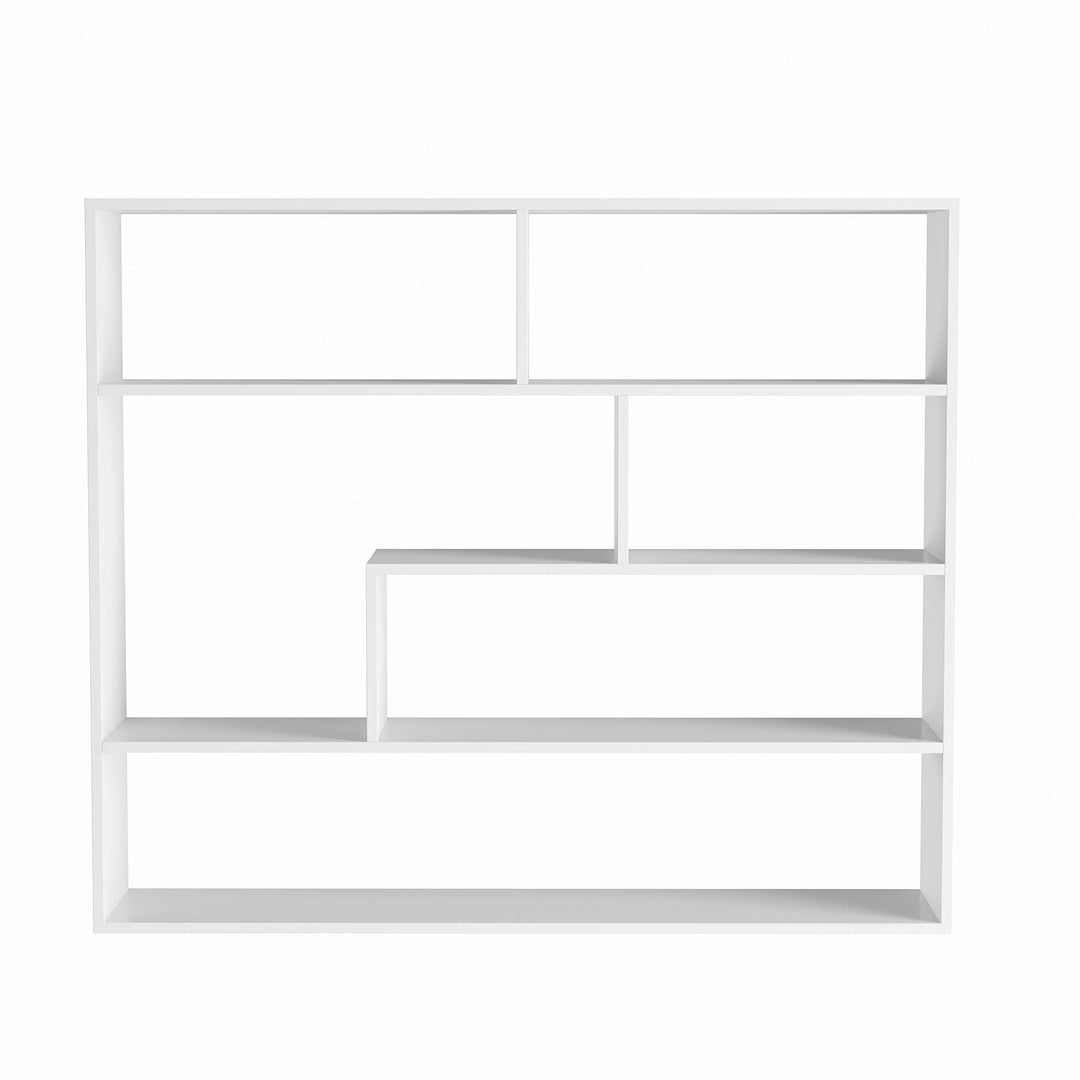 Large Rectangular White Shelf Unit Modern Contemporary MDF Matte Includes