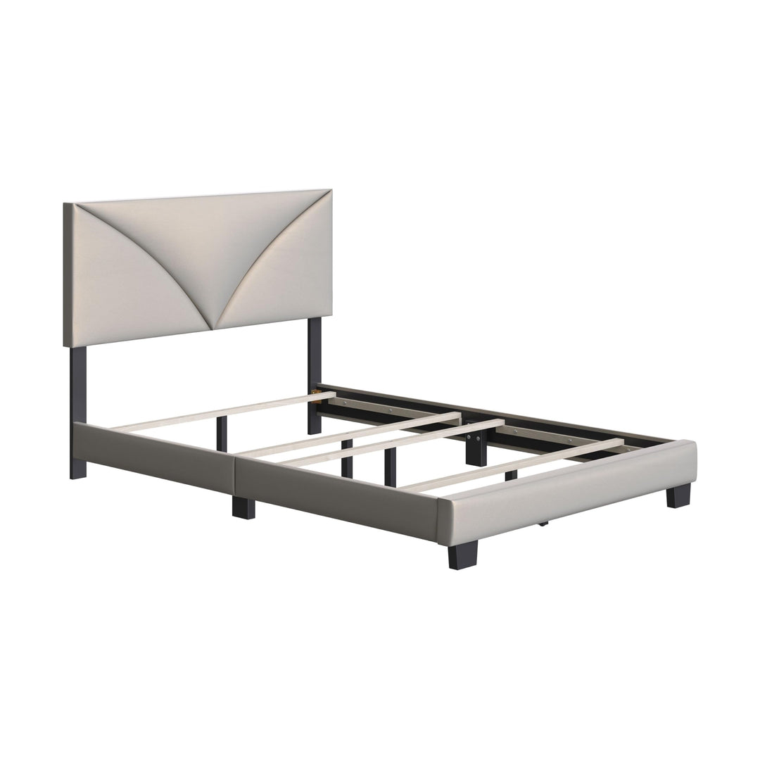 Boyd Sleep Cornerstone Platform Bed Frame with Fabric Upholstered Headboard Silver - Queen