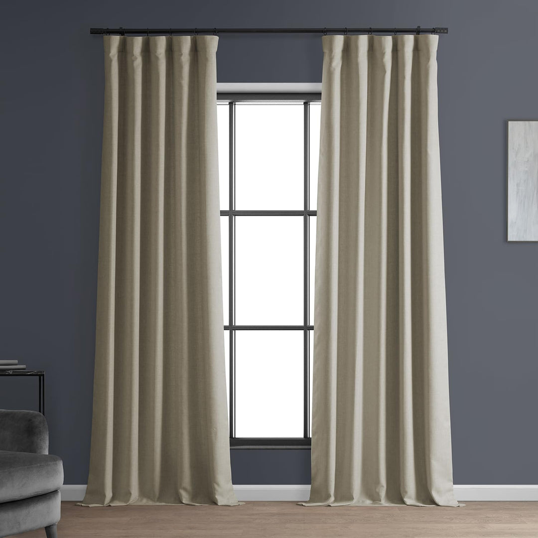 HPD Half Price Drapes Italian Faux Linen Curtains 120 Inches Long Room Darkening 50 X 120 - Sepia Beige