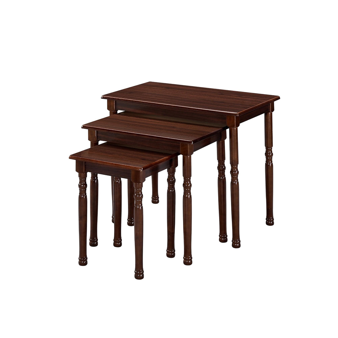 19 in. 3 Cherry Rectangle Nesting Tables Brown Traditional Rectangular Wood