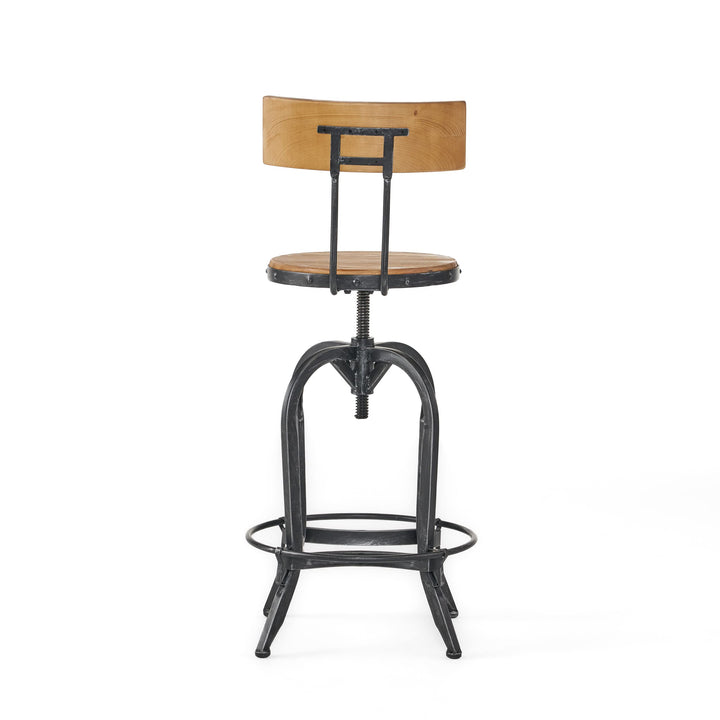 Christopher Knight Home Ximen Fir Wood Barstool with Backrest Naturally Antique