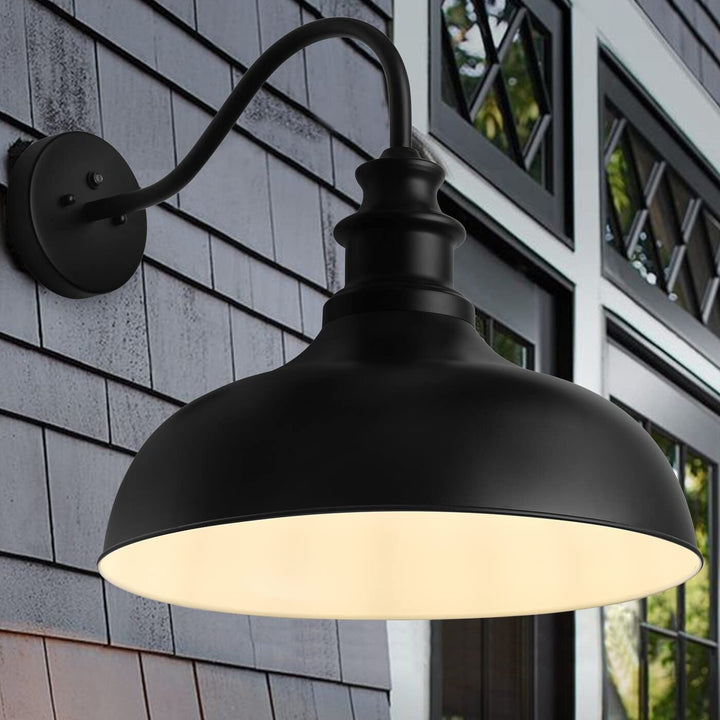 Gooseneck Outdoor Barn Light Dusk to Dawn Wall Sconce for House Black