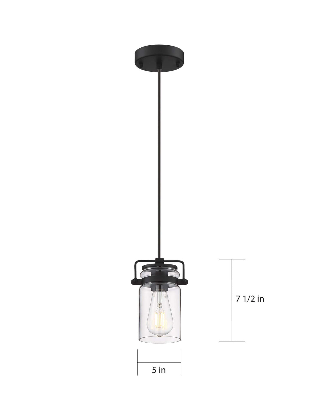 NUVO 60/6732 Antebellum 1 Light Mini Pendant Fixture Matte Black