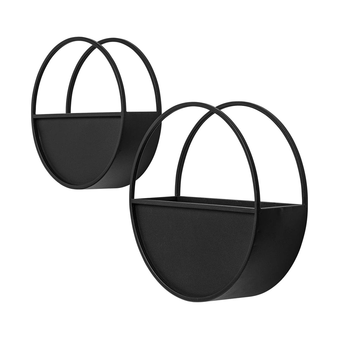 Mercana Hank Set of 2 Black Metal Hanging Wall Planters