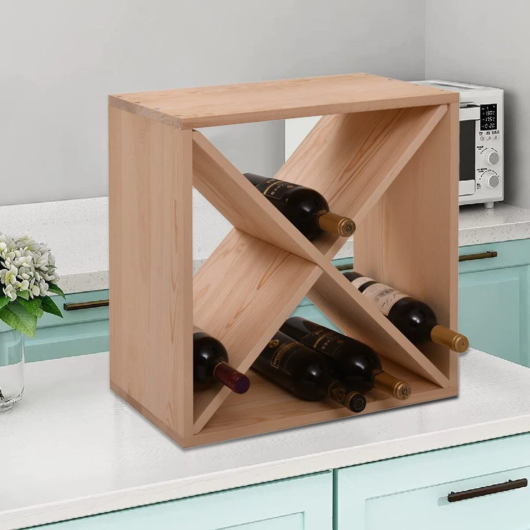 24-Bottle Compact Cellar Cube Wine Rack Brown Modern Contemporary Wood - Diamond Home USA