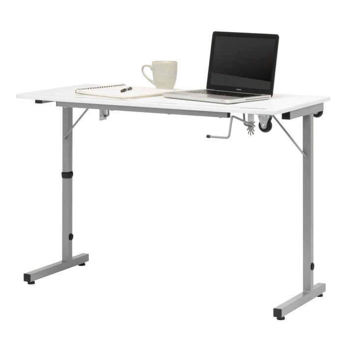 Rollaway Ii Sewing Table Silver/White Compact Portable Folding White Modern