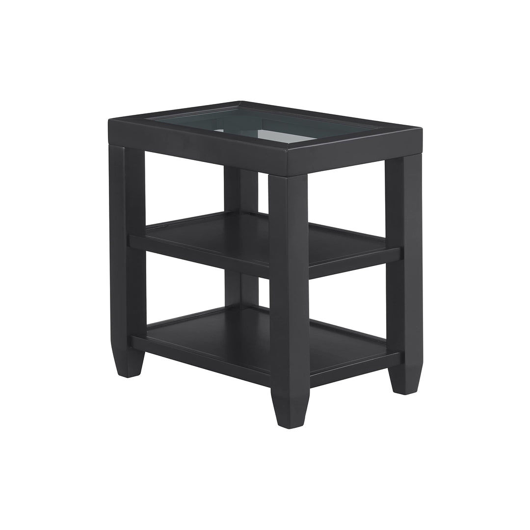 Glass Top 24" Tall Chairside Table with Shelf Modern Contemporary