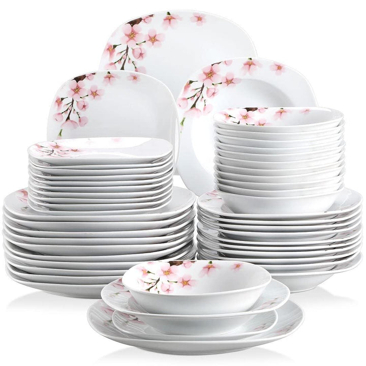 48-piece Floral Dinnerware Setservice For 12 White Solid Modern Contemporary 48 Piece