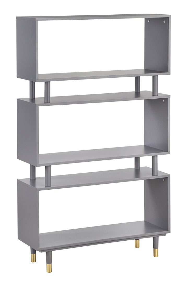 Target Marketing Systems Margo 3 Tier Bookshelf for Home Office Study Room Charcoal Grey