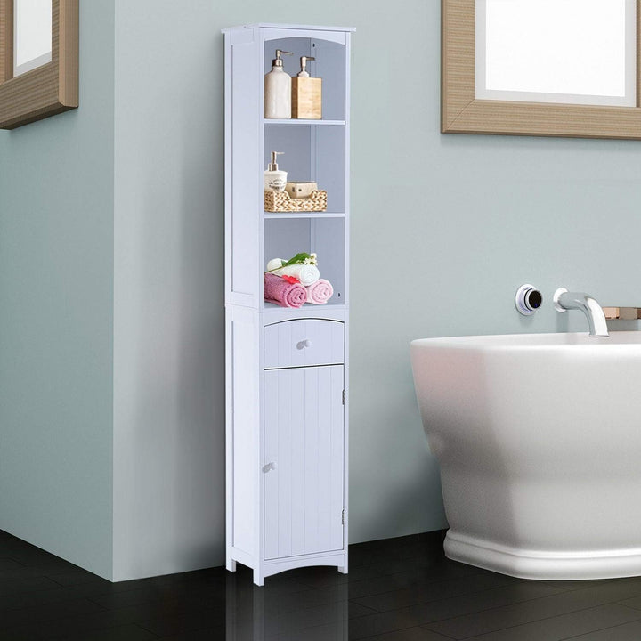 67" Free Standing Bathroom Tower Storage Cabinet Space Saving Floor Organizer