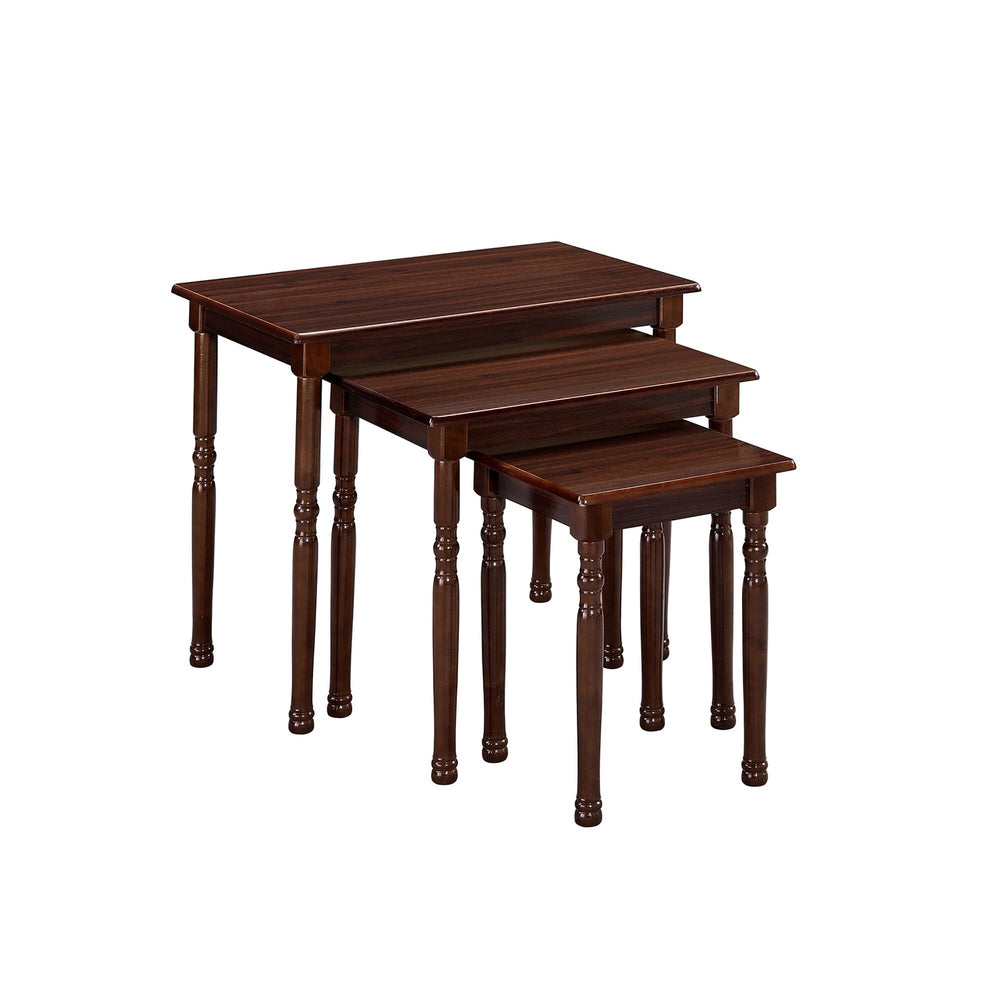 19 in. 3 Cherry Rectangle Nesting Tables Brown Traditional Rectangular Wood - Diamond Home USA