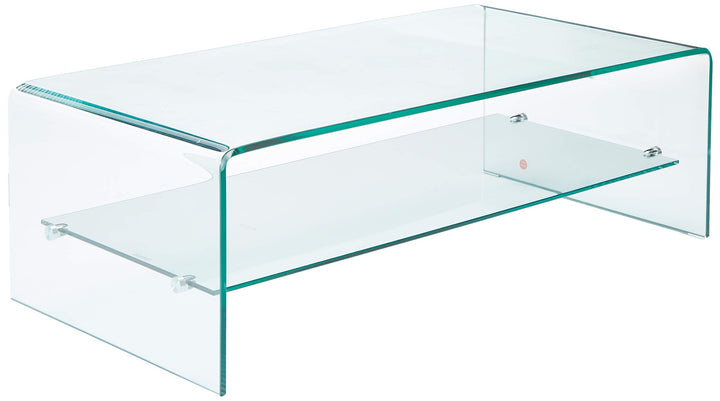 Christopher Knight Home Ramona Glass Coffee Table with Shelf Transparent