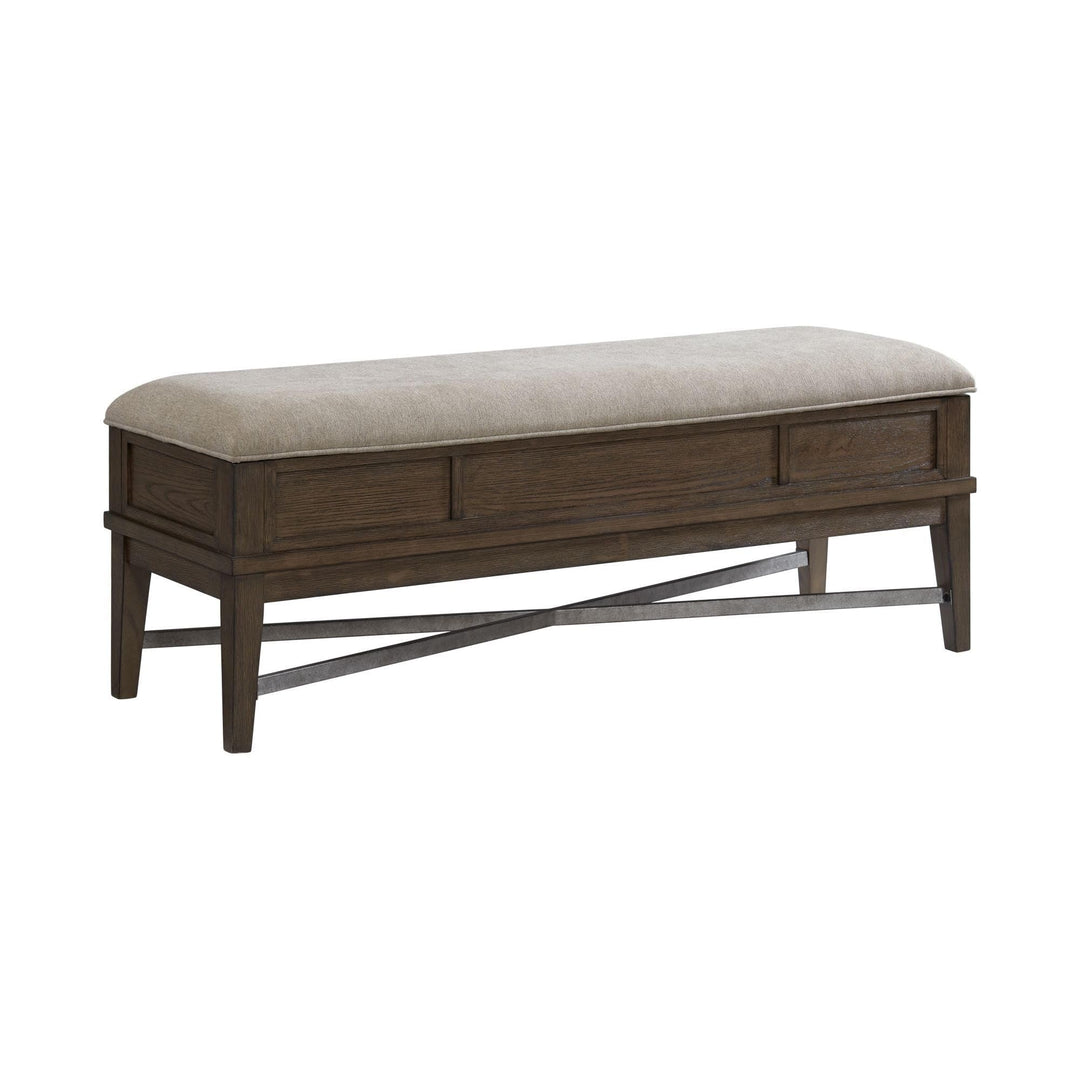 Bedroom Storage Bench with Cushion Weathered Vintage Oak Grey Wood Finish