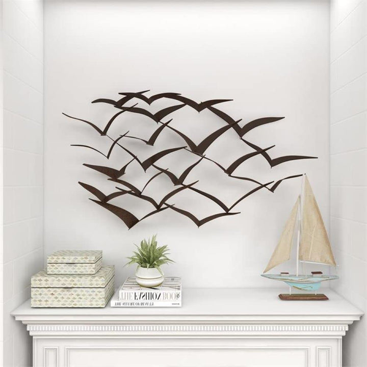 Urban Designs Handcrafted Flock of Birds Metal Wall Art Brown Large