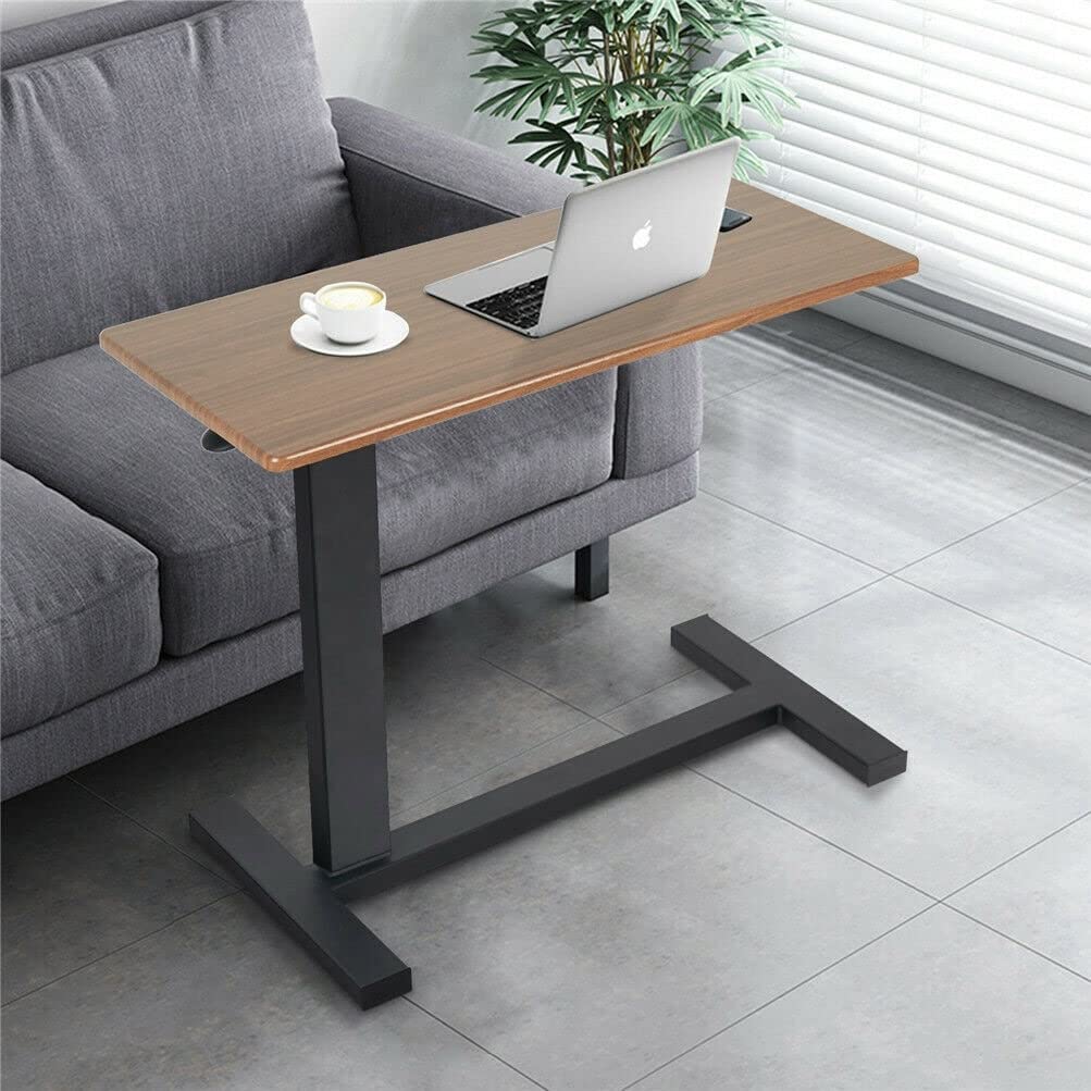 Rolling Overbed Adjustable Laptop art Side Table Stand for ouch Brown Modern