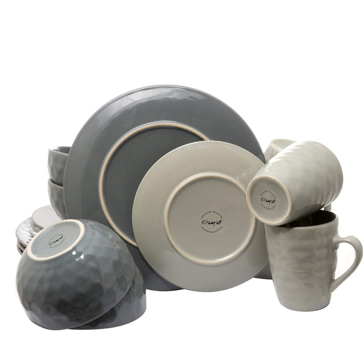 Pearl 16-piece Dinnerware Set In Slate And Stone Multi Color Solid Casual