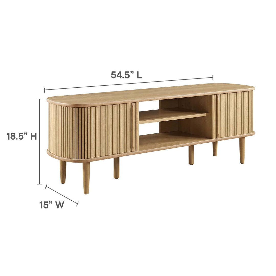 Modway Contour Mid-Century Modern 55" Media TV Stand in Oak 15 x 54.5 x 18.5